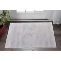 Photo of Ivory and Silver Abstract Power Loom Worn Faded Area Rug