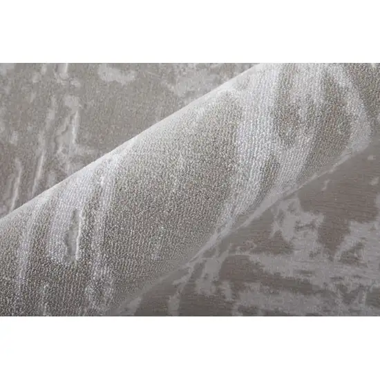 Ivory and Silver Abstract Power Loom Worn Faded Area Rug Photo 9