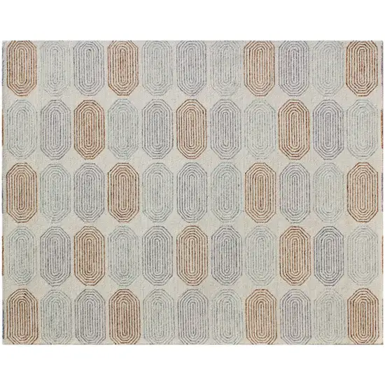 Ivory and Silver Wool Abstract Geometric Hand Tufted Non Skid Area Rug Photo 2