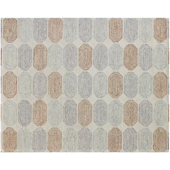 Ivory and Silver Wool Abstract Geometric Hand Tufted Non Skid Area Rug Photo 5