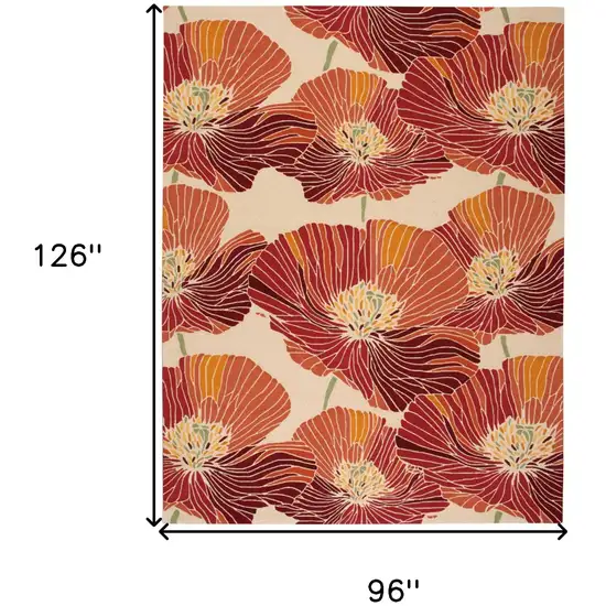 Ivory and Sunset Floral Hand Hooked Area Rug Photo 3