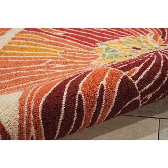 Ivory and Sunset Floral Hand Hooked Area Rug Photo 4