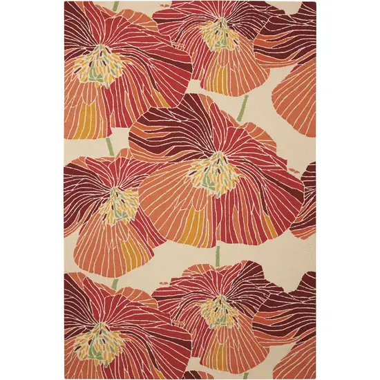 Ivory and Sunset Floral Hand Hooked Area Rug Photo 1