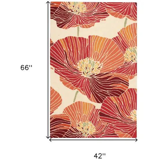 Ivory and Sunset Floral Hand Hooked Area Rug Photo 3