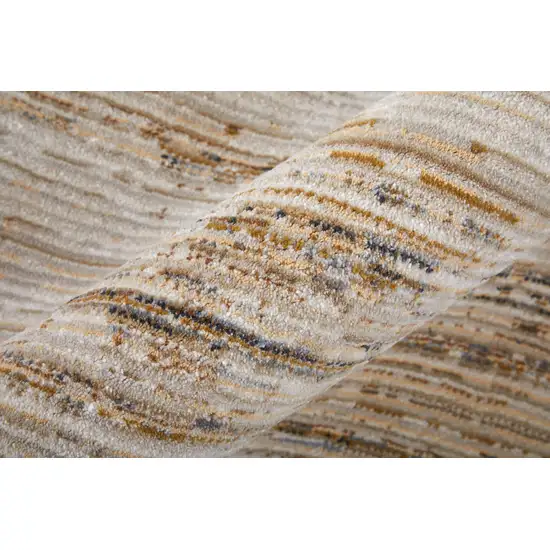 Ivory and Tan Abstract Power Loom Worn Faded Area Rug Photo 7