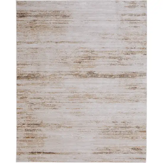 Ivory and Tan Abstract Power Loom Worn Faded Area Rug Photo 5