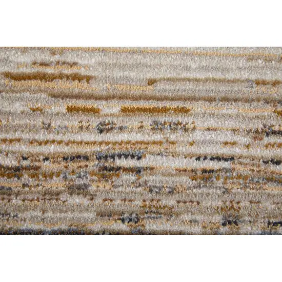 Ivory and Tan Abstract Power Loom Worn Faded Area Rug Photo 9