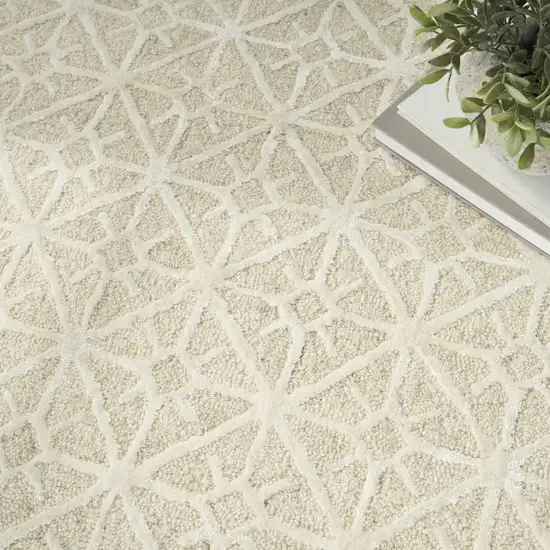 Ivory and Tan Geometric Hand Tufted Area Rug Photo 4