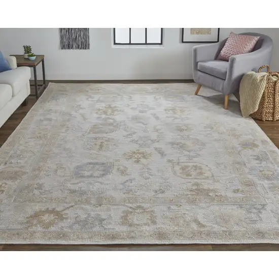 Ivory and Tan Medallion Handmade Distressed Indoor Outdoor Area Rug Photo 5