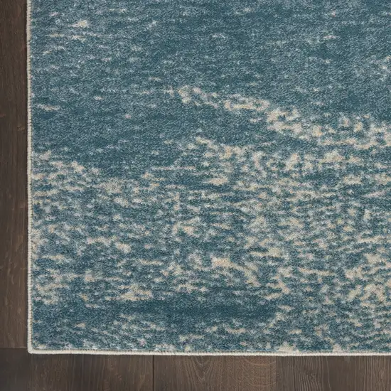 Ivory and Teal Blue Abstract Area Rug Photo 7