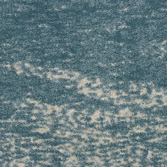 Ivory and Teal Blue Abstract Non Skid Area Rug Photo 8