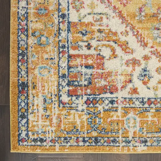 Yellow And Ivory Medallion Area Rug Photo 4