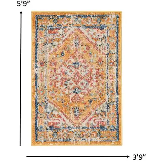 Ivory and Yellow Center Medallion Area Rug Photo 5