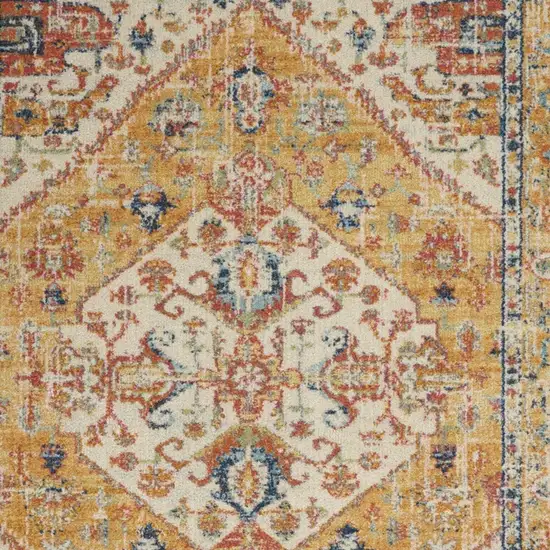 Ivory and Yellow Center Medallion Area Rug Photo 8