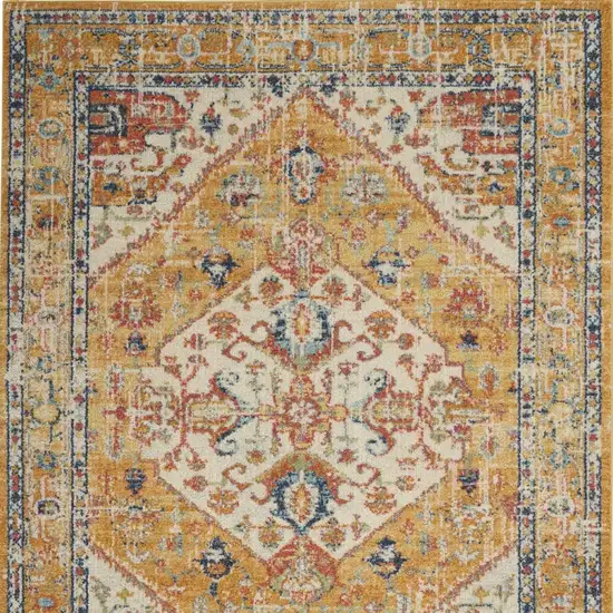 Ivory and Yellow Center Medallion Area Rug Photo 9