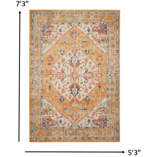 Ivory and Yellow Center Medallion Area Rug Photo 5