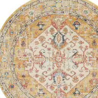 Photo of Ivory and Yellow Center Medallion Area Rug