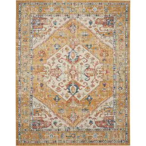 Photo of Ivory and Yellow Center Medallion Area Rug