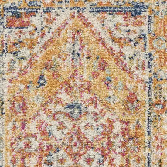 Yellow And Ivory Medallion Area Rug Photo 5