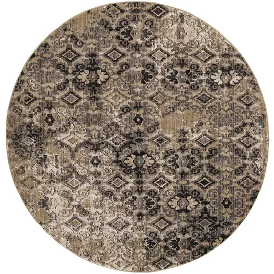 Ivory or Beige Antique Pattern Runner Rug Photo 2