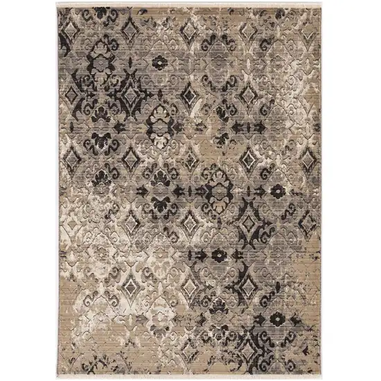 Ivory Or Beige Antique Pattern Runner Rug Photo 2