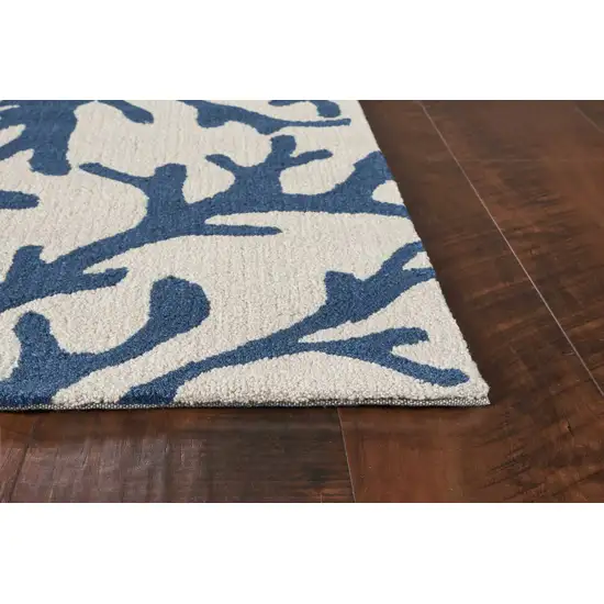 Ivory or Blue Coral Indoor Area Rug Photo 5