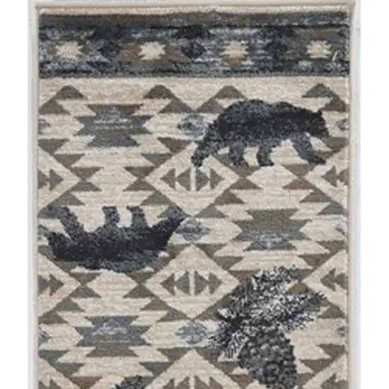 Ivory or Blue Polypropylene Runner Rug Photo 4