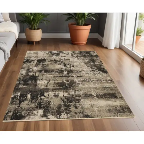 Ivory Or Charcoal Abstract Area Rug Photo 2