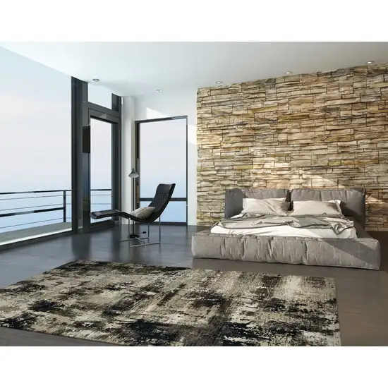 Ivory or Charcoal Abstract Transitional Indoor Area Rug Photo 2