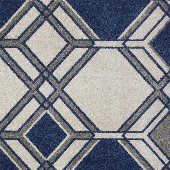 Ivory Or Denim Geometric Hexagon Uv Treated Accent Rug Photo 4