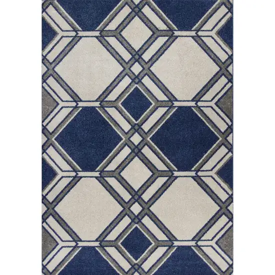 Ivory Or Denim Geometric Hexagon Uv Treated Accent Rug Photo 2