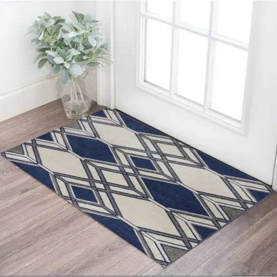 Ivory Or Denim Uv Treated Polypropylene Area Rug Photo 1