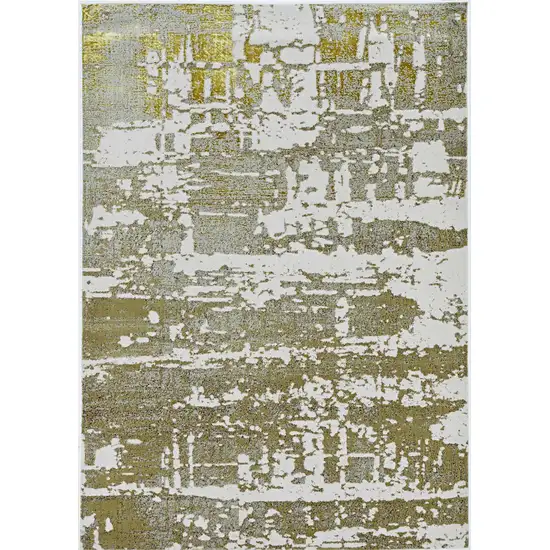 Ivory or Gold Abstract Brushstrokes Indoor Area Rug Photo 2