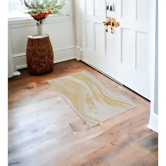 Ivory Or Gold Polypropylene Area Rug Photo 2