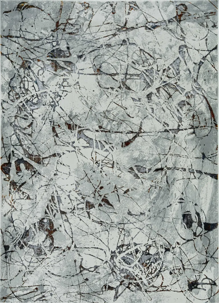 Ivory or Grey Abstract Area Rug Photo 2