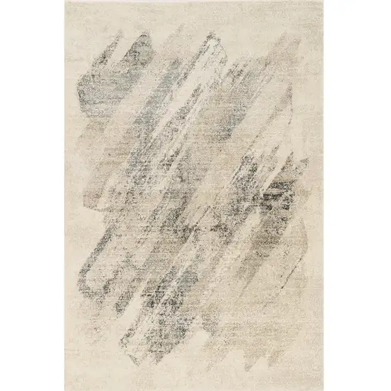 Ivory Or Grey Abstract Brushstrokes Area Rug Photo 2