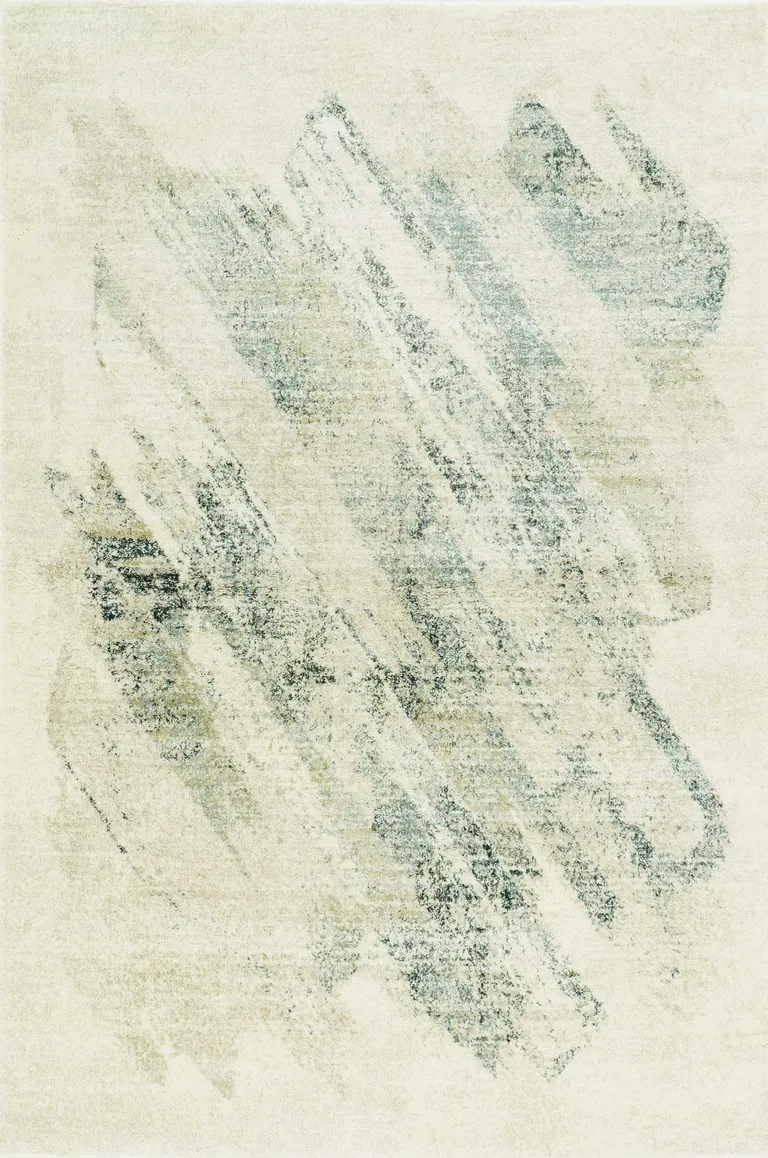 Ivory or Grey Abstract Brushstrokes Area Rug Photo 1