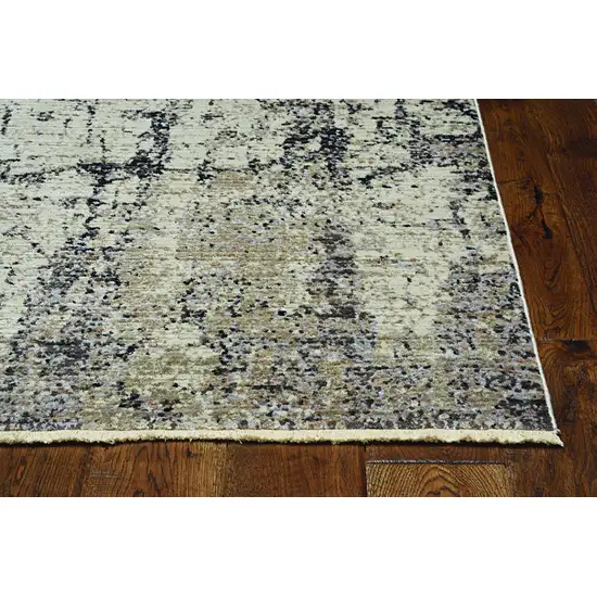 Ivory or Grey Abstract Cracks Runner Rug Photo 1