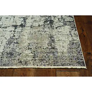 Photo of Ivory or Grey Abstract Cracks Runner Rug