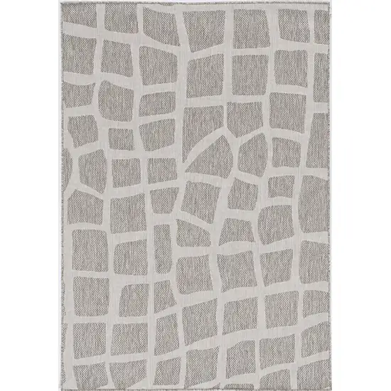 Ivory Or Grey Abstract Tiles Indoor Area Rug Photo 2