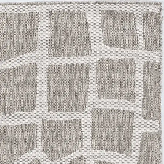 Ivory or Grey Abstract Tiles Indoor Outdoor Area Rug Photo 1