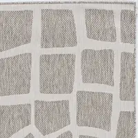 Photo of Ivory or Grey Abstract Tiles Indoor Outdoor Area Rug