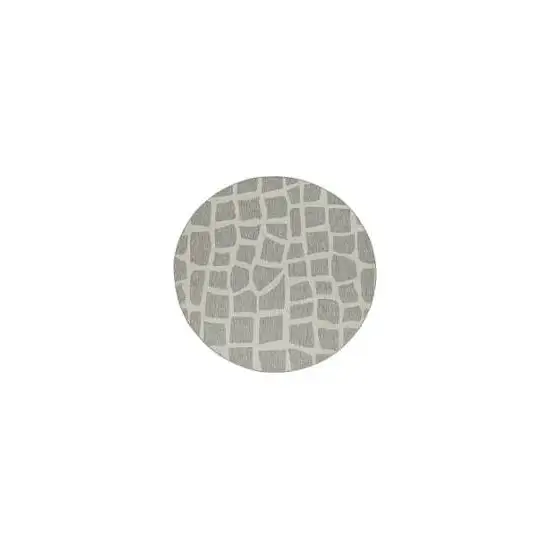 Ivory Or Grey Abstract Tiles Indoor Outdoor Area Rug Photo 2