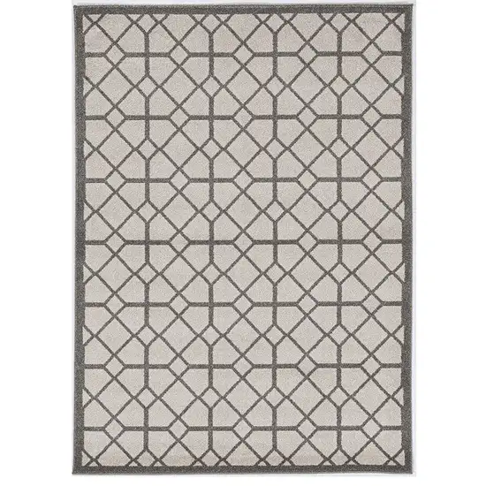 2' X 3' Ivory Or Grey Diamond Pattern Accent Rug Photo 2