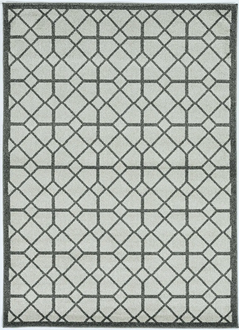 Ivory or Grey Diamond Pattern Accent Rug Photo 2