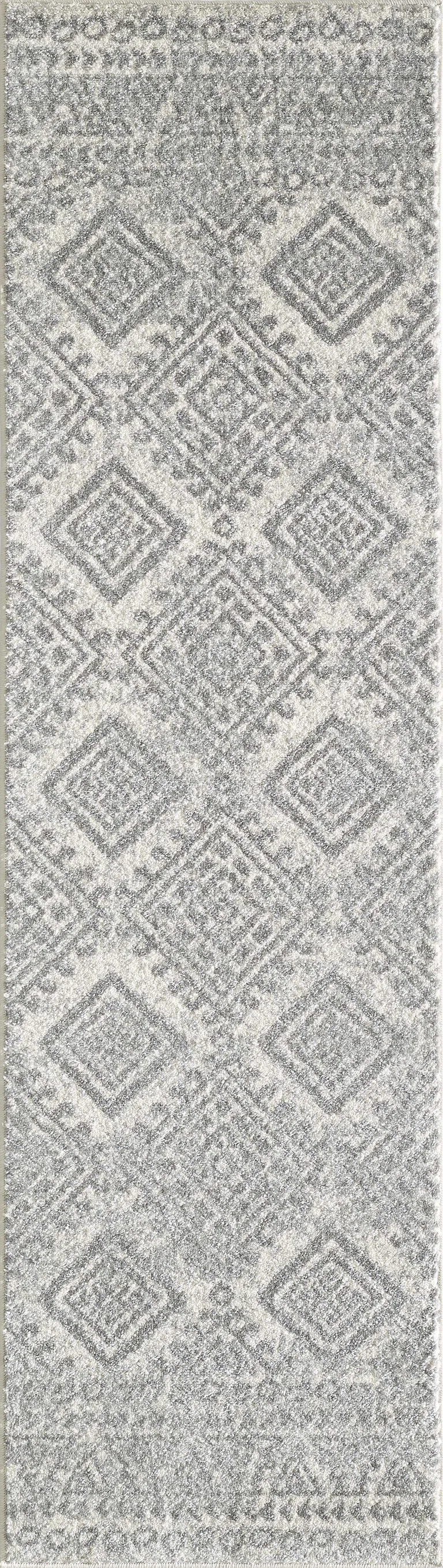 Ivory or Grey Geometric Diamonds Indoor Area Rug Photo 1