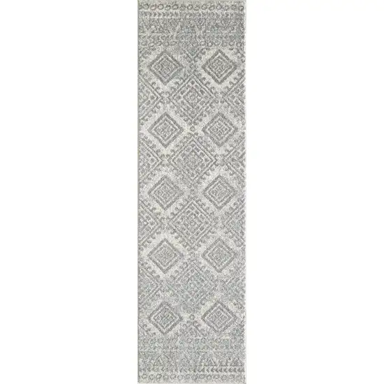 Ivory or Grey Geometric Diamonds Indoor Area Rug Photo 1