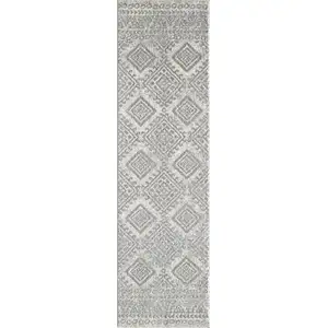 Photo of Ivory or Grey Geometric Diamonds Indoor Area Rug