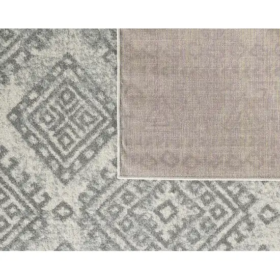 Ivory or Grey Geometric Diamonds Indoor Area Rug Photo 2