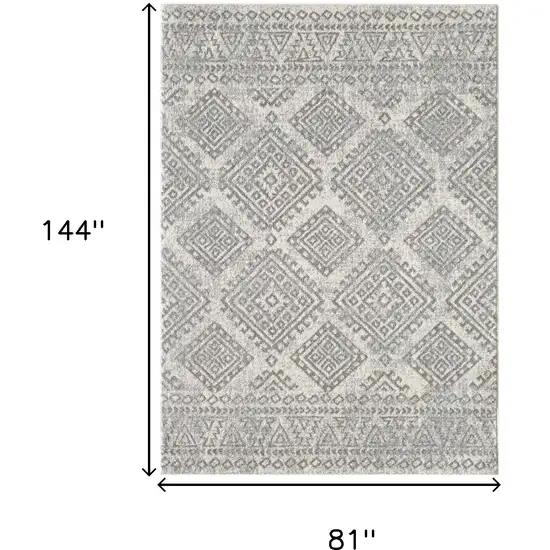 Gray and Ivory Geometric Area Rug Photo 3